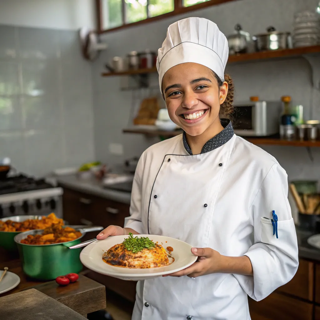 Satisfied cooking student